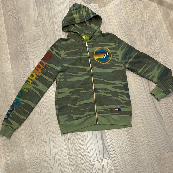 Aviator Nation Tops - Womens Camouflage Aviator Nation Hooded Zip up sweatshirt
